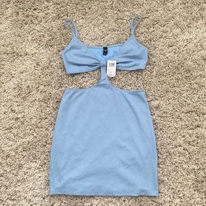 Blue Cutout Mini Dress